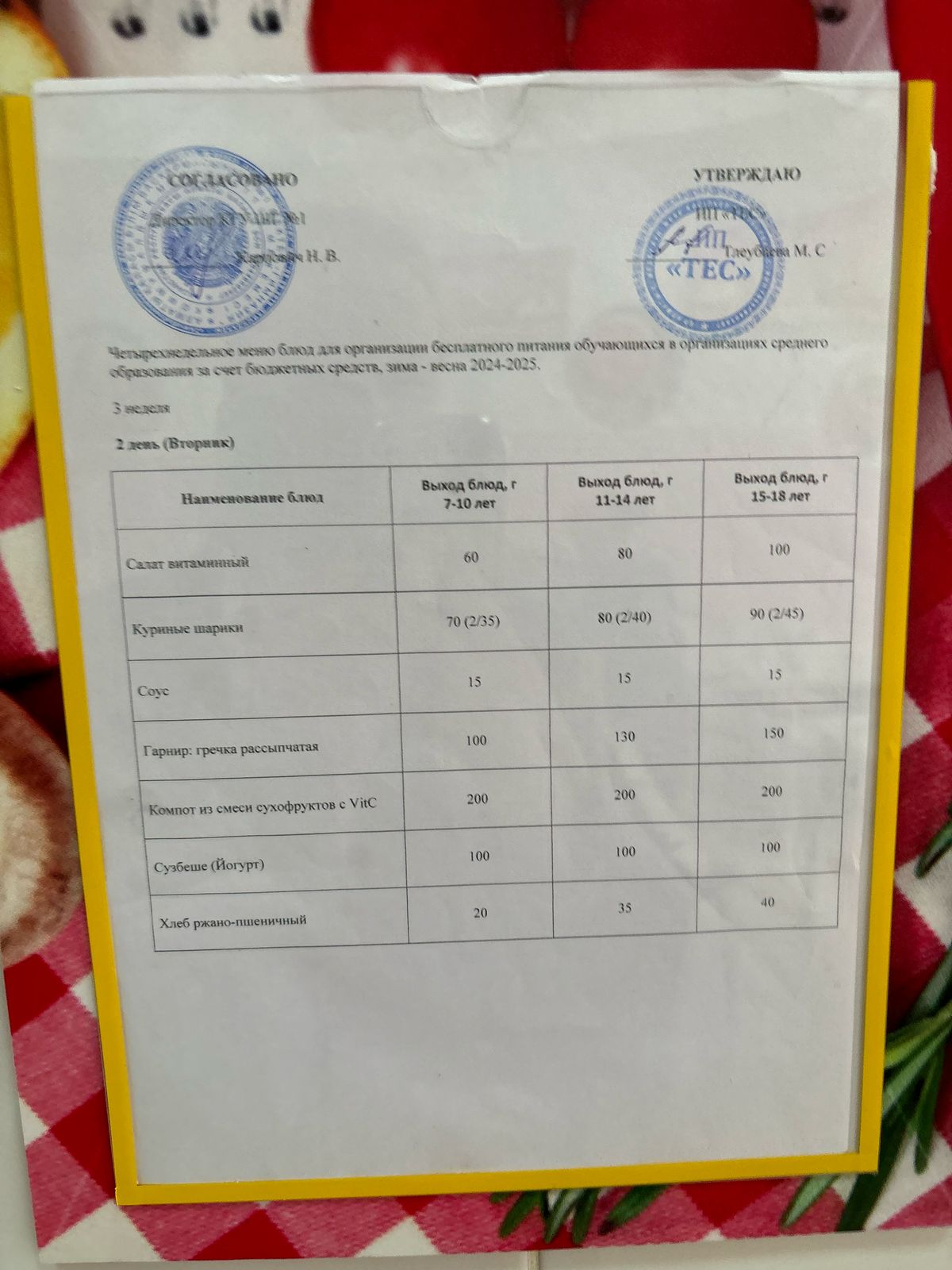 АС МӘЗІРІ 3 АПТА 2 КҮН/МЕНЮ 3 НЕДЕЛЯ 2 ДЕНЬ