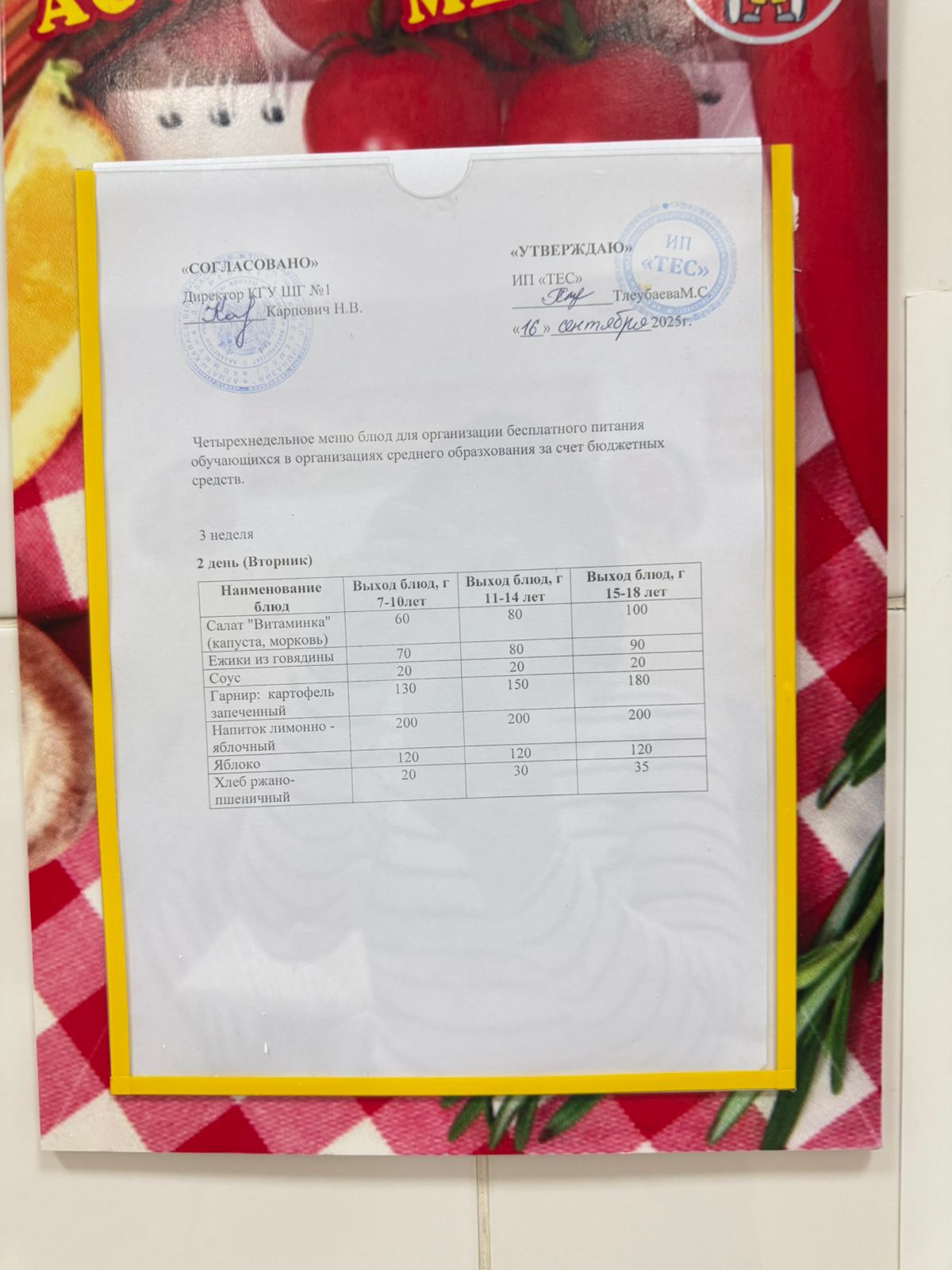 АС МӘЗІРІ 3 АПТА 2 КҮН/МЕНЮ 3 НЕДЕЛЯ 2 ДЕНЬ